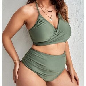 Two piece green swimsuit